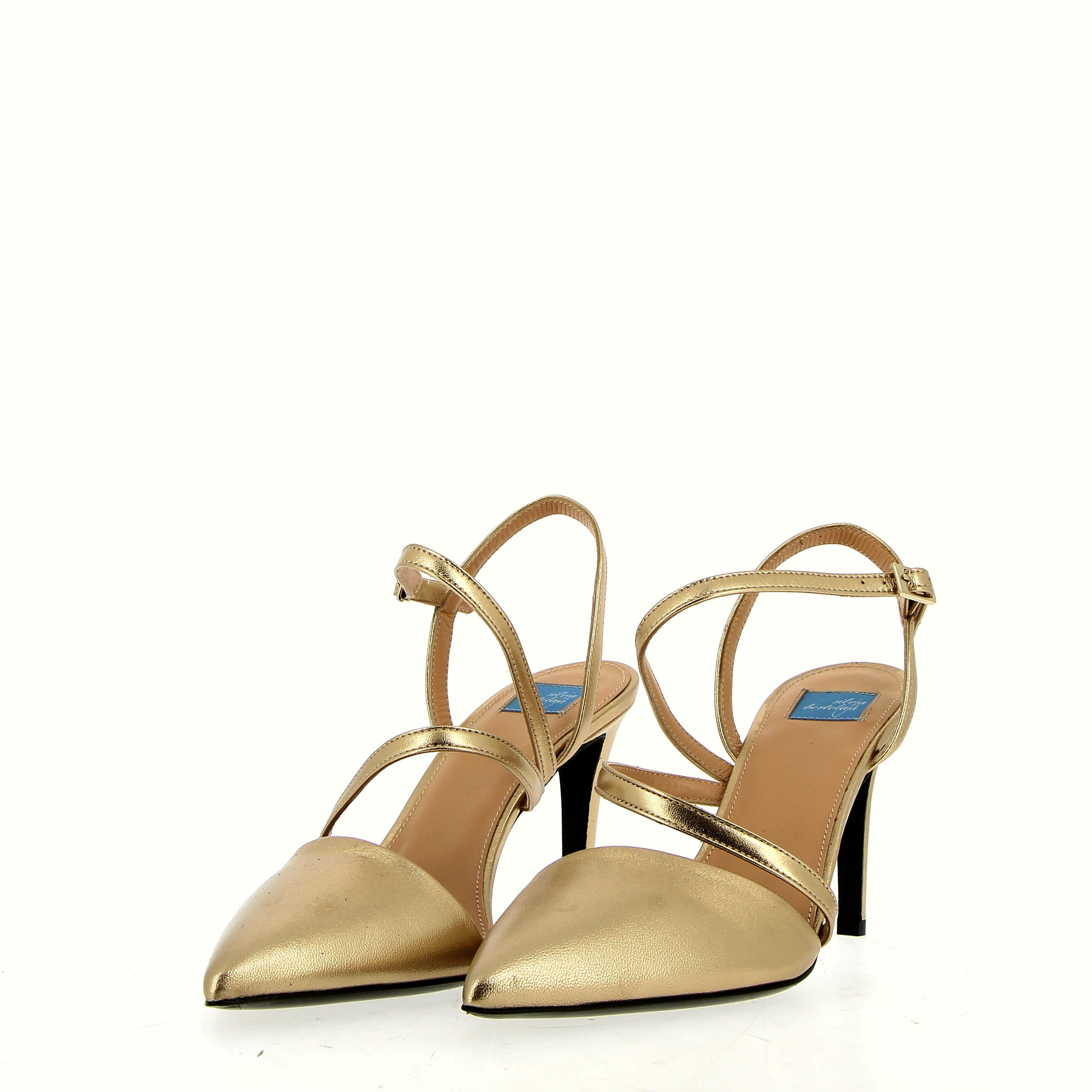 Slingback in pelle dorata