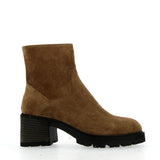 Suede ankle boot with side zip