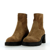 Suede ankle boot with side zip