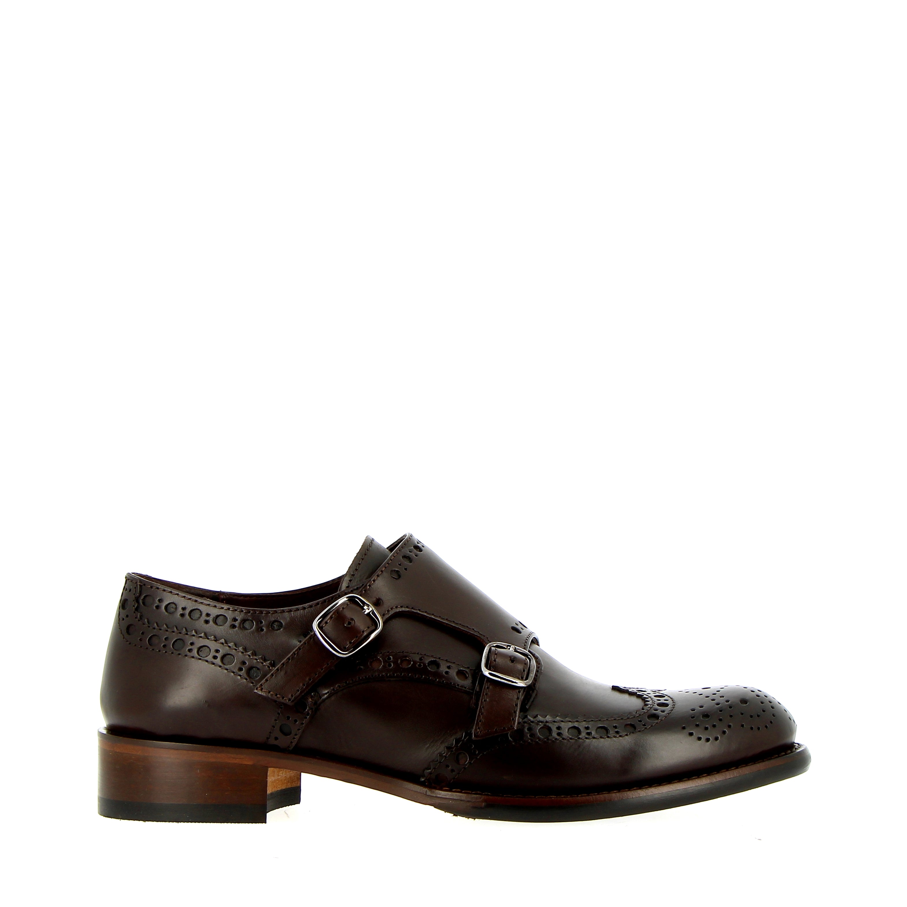 Ebony leather double strap shoe