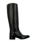 Black leather boot with zip