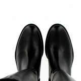 Black leather boot with zip