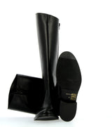 Black leather boot with zip