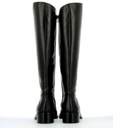 Black leather boot with zip