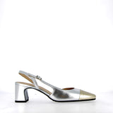 Sling back argento con puntina platino