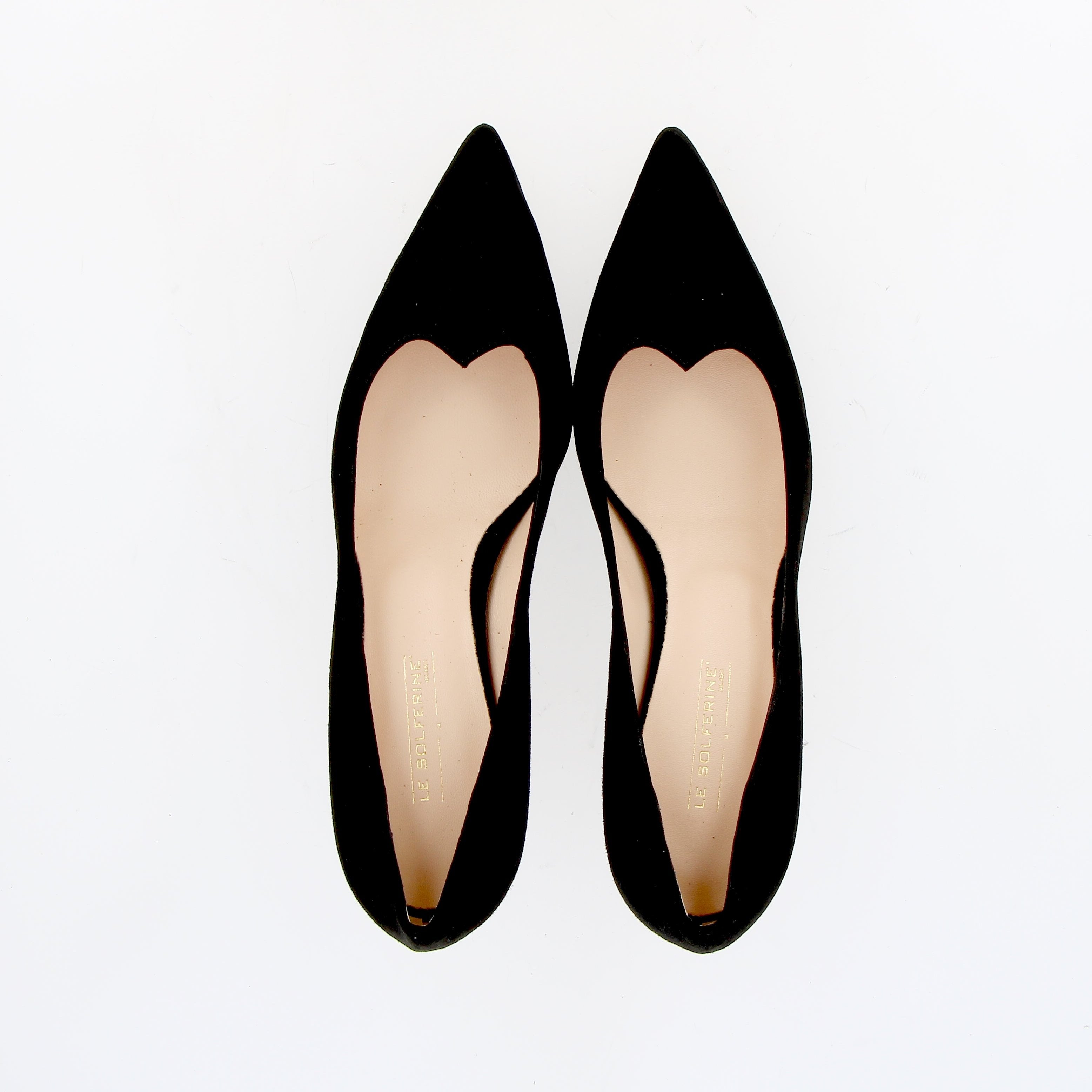 Black suede sweetheart neckline pumps