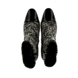 Black and grey tweed ankle boot with toe cap