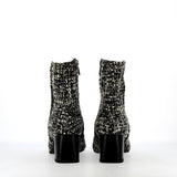 Black and grey tweed ankle boot with toe cap