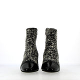 Stivaletto in tessuto tweed grigio nero con puntina