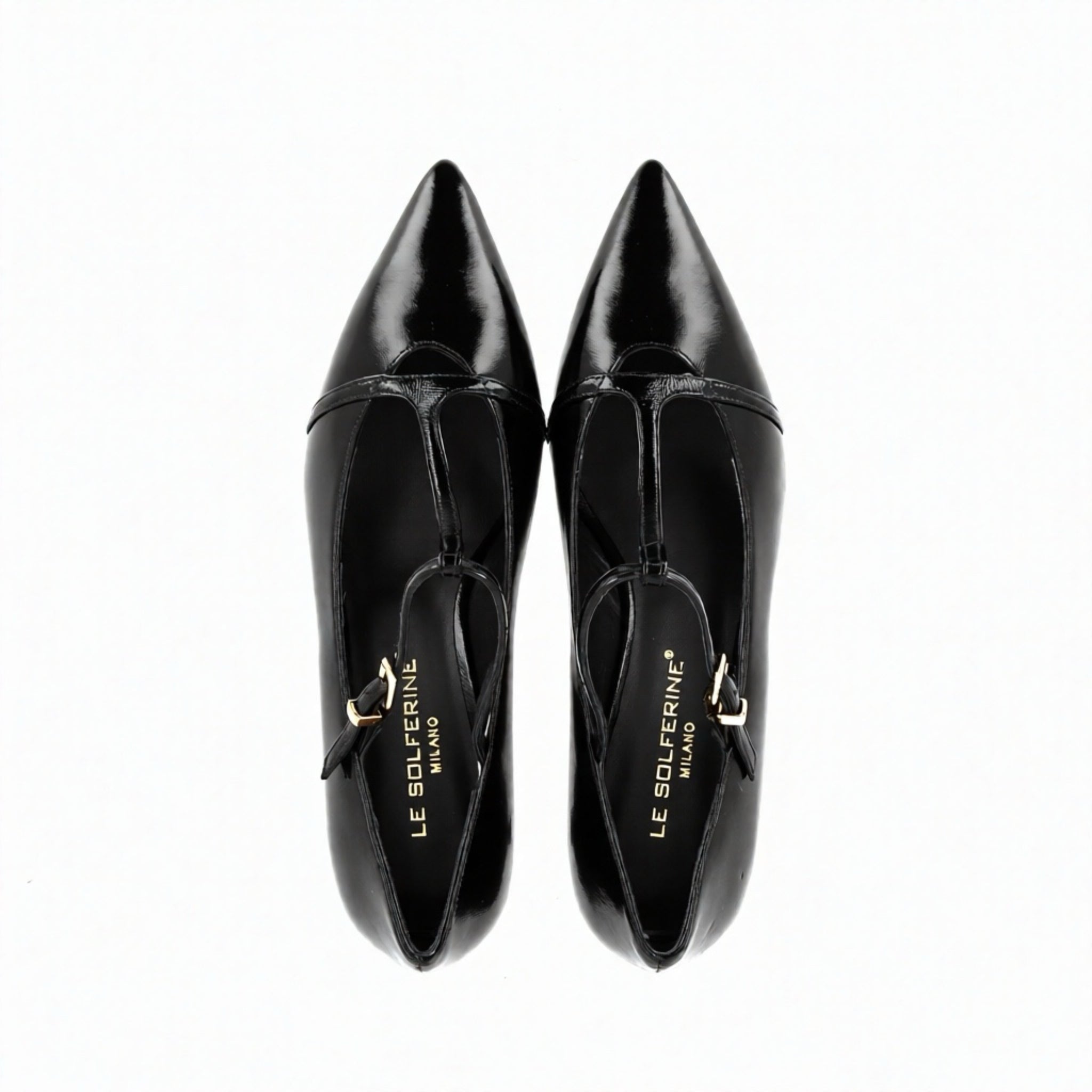 Maryjane in pelle nera lucida tacco medio