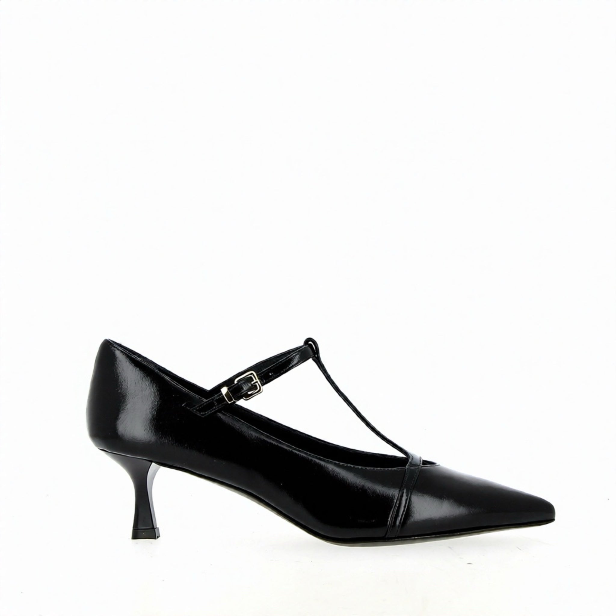 Maryjane in pelle nera lucida tacco medio