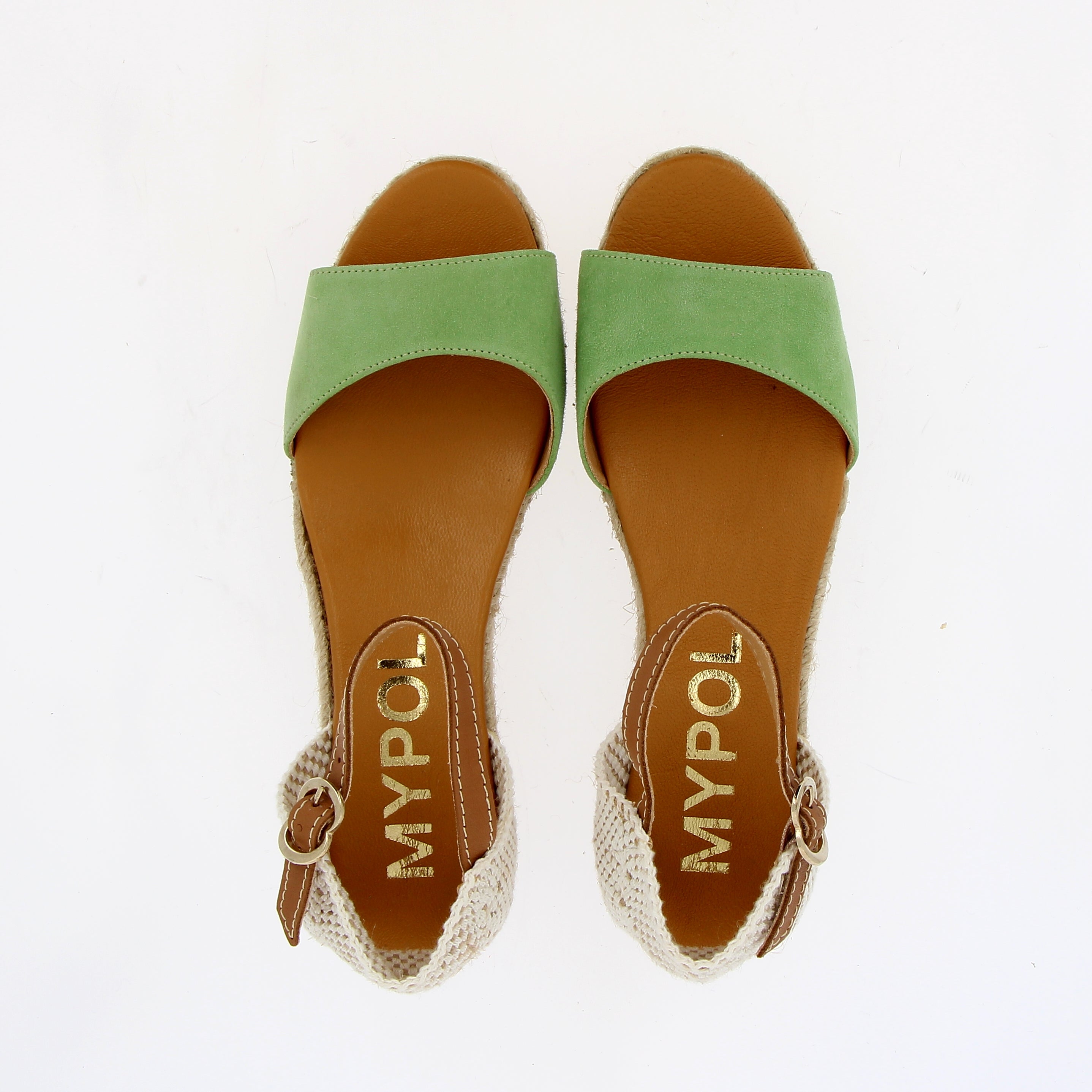 Espadrillas a sandalo in pelle scamosciata verde