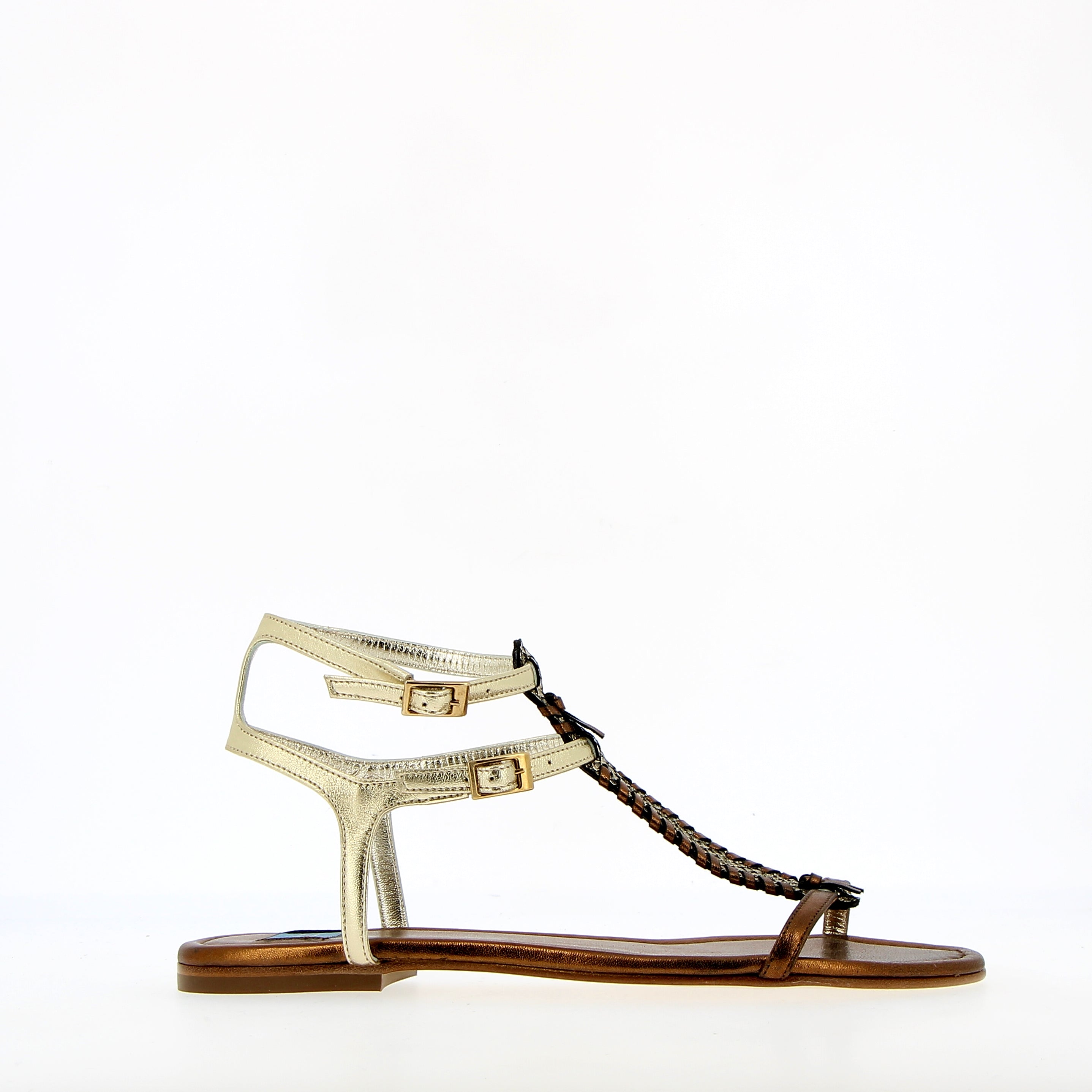 Elettra flat sandal in silver and pink python