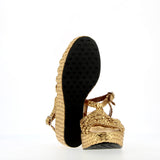 Sandalo platform in pelle intrecciata oro con cinturini