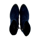 Smooth ocean blue suede Texan ankle boot