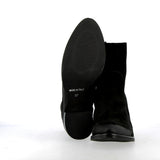 Black suede zip-up ankle boot