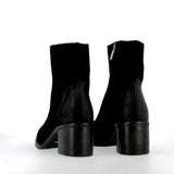Black suede zip-up ankle boot