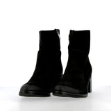 Black suede zip-up ankle boot