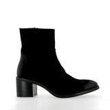Black suede zip-up ankle boot