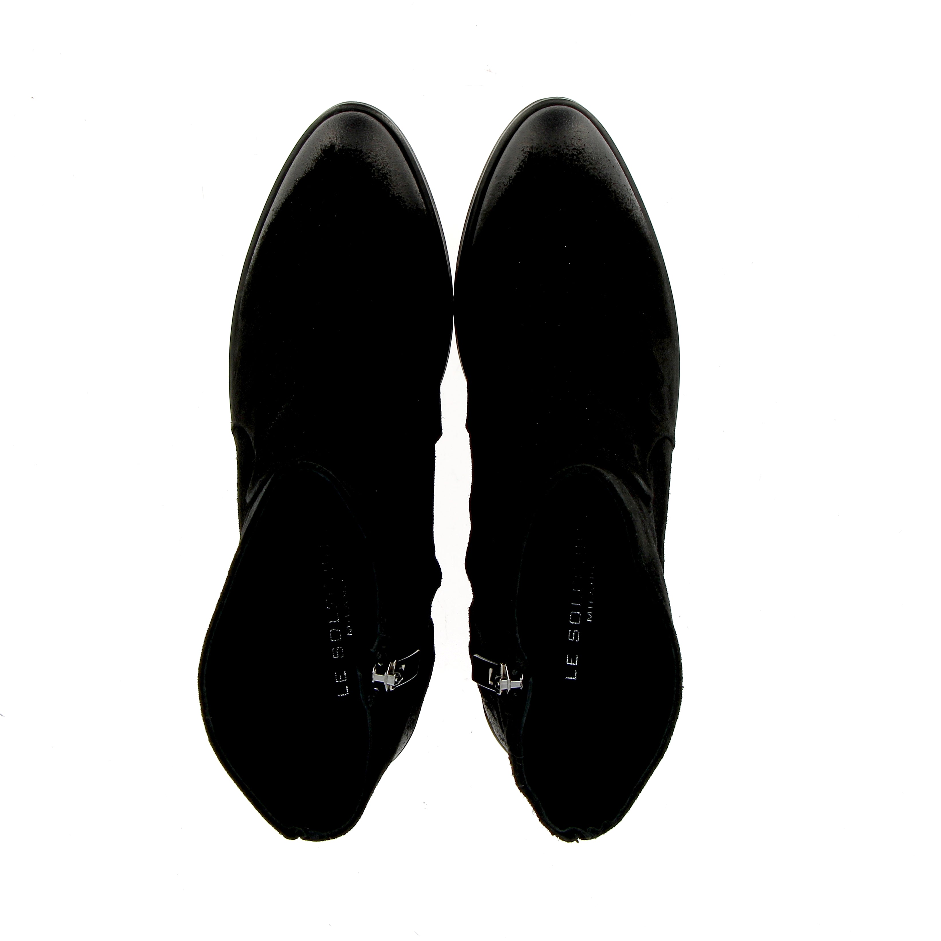 Black suede zip-up ankle boot