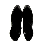 Black suede zip-up ankle boot