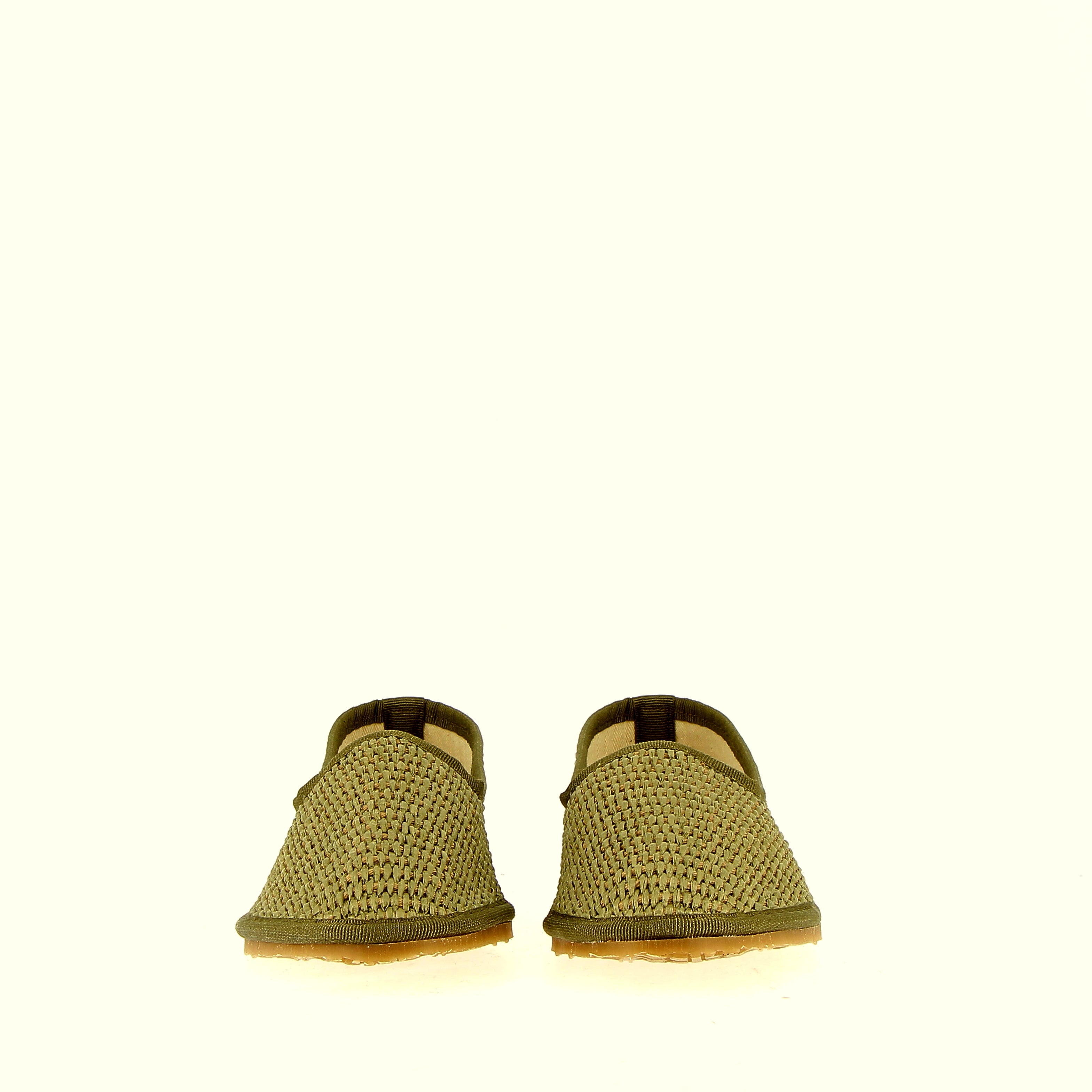 Ballerina modello friulana in raffia oliva