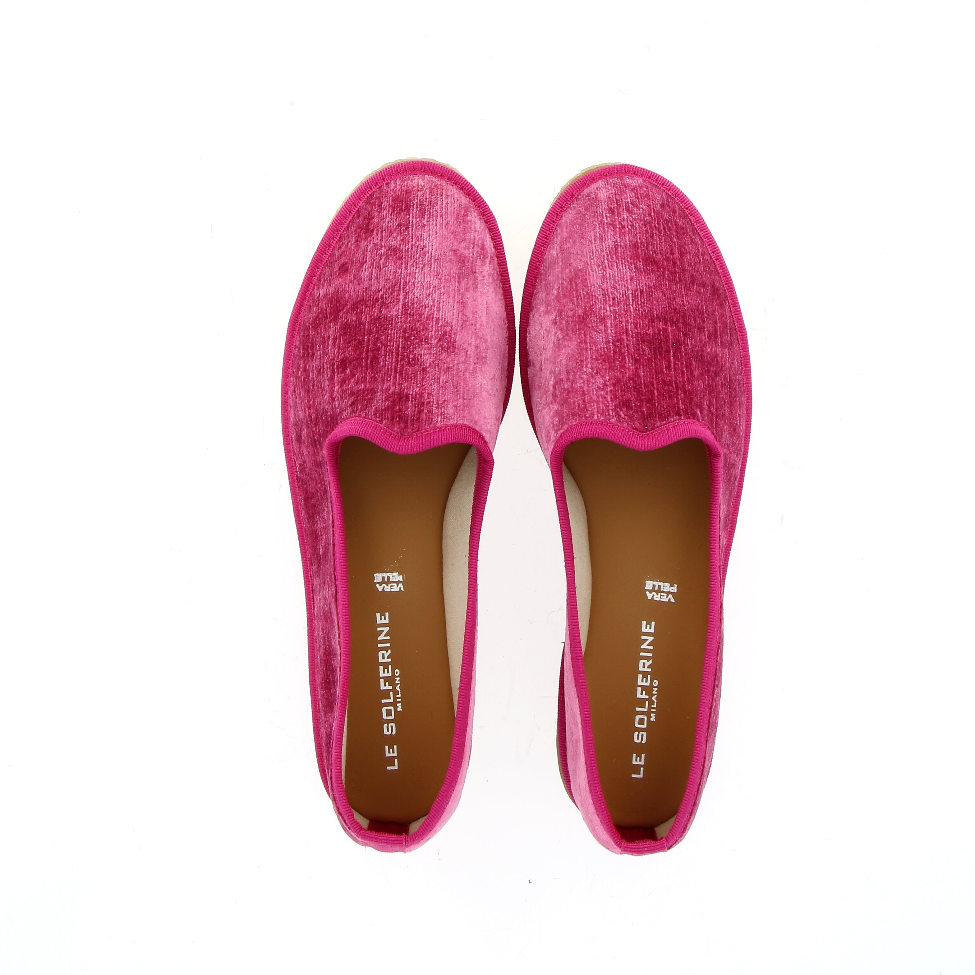 Ballerina modello friulana in velluto fuxia