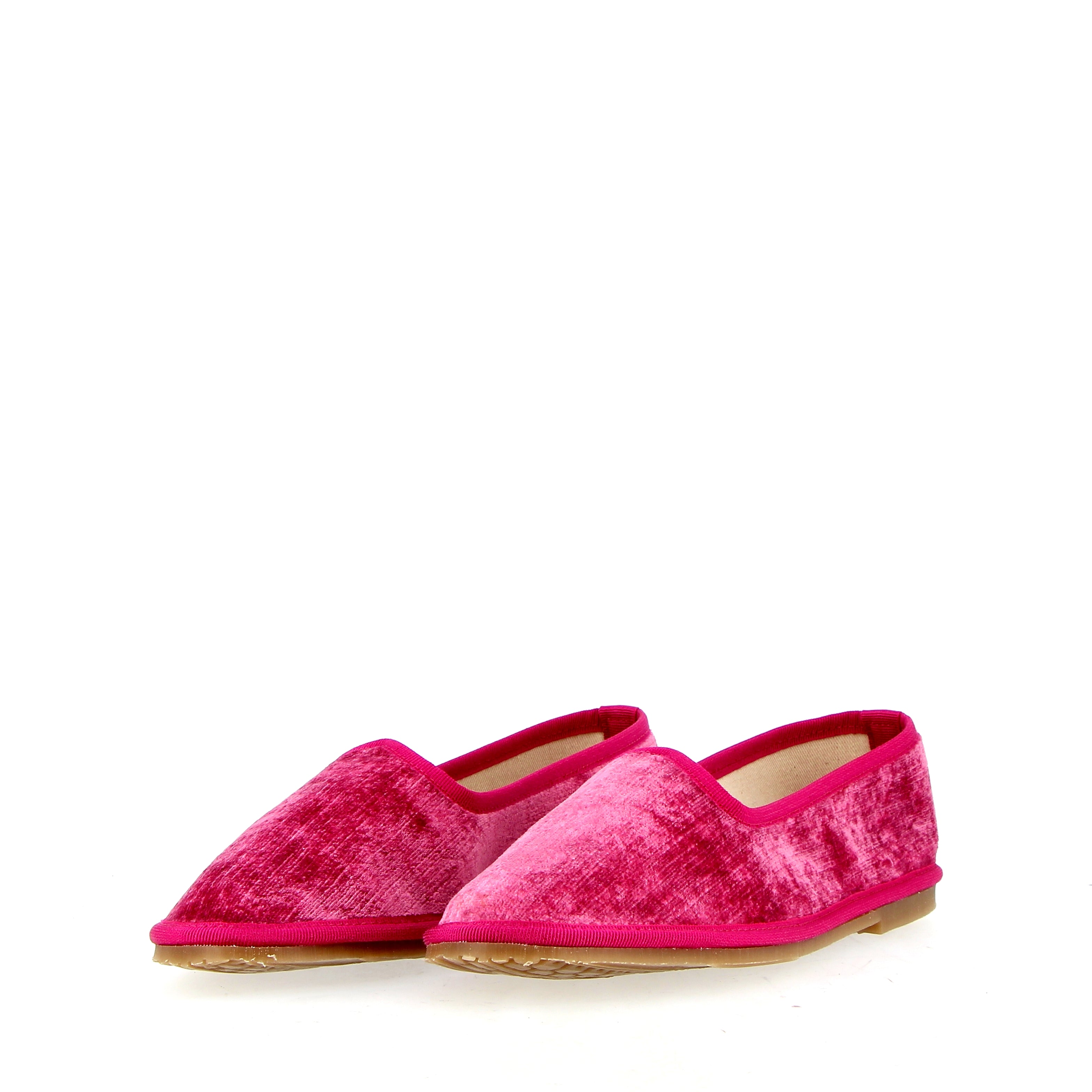 Ballerina modello friulana in velluto fuxia