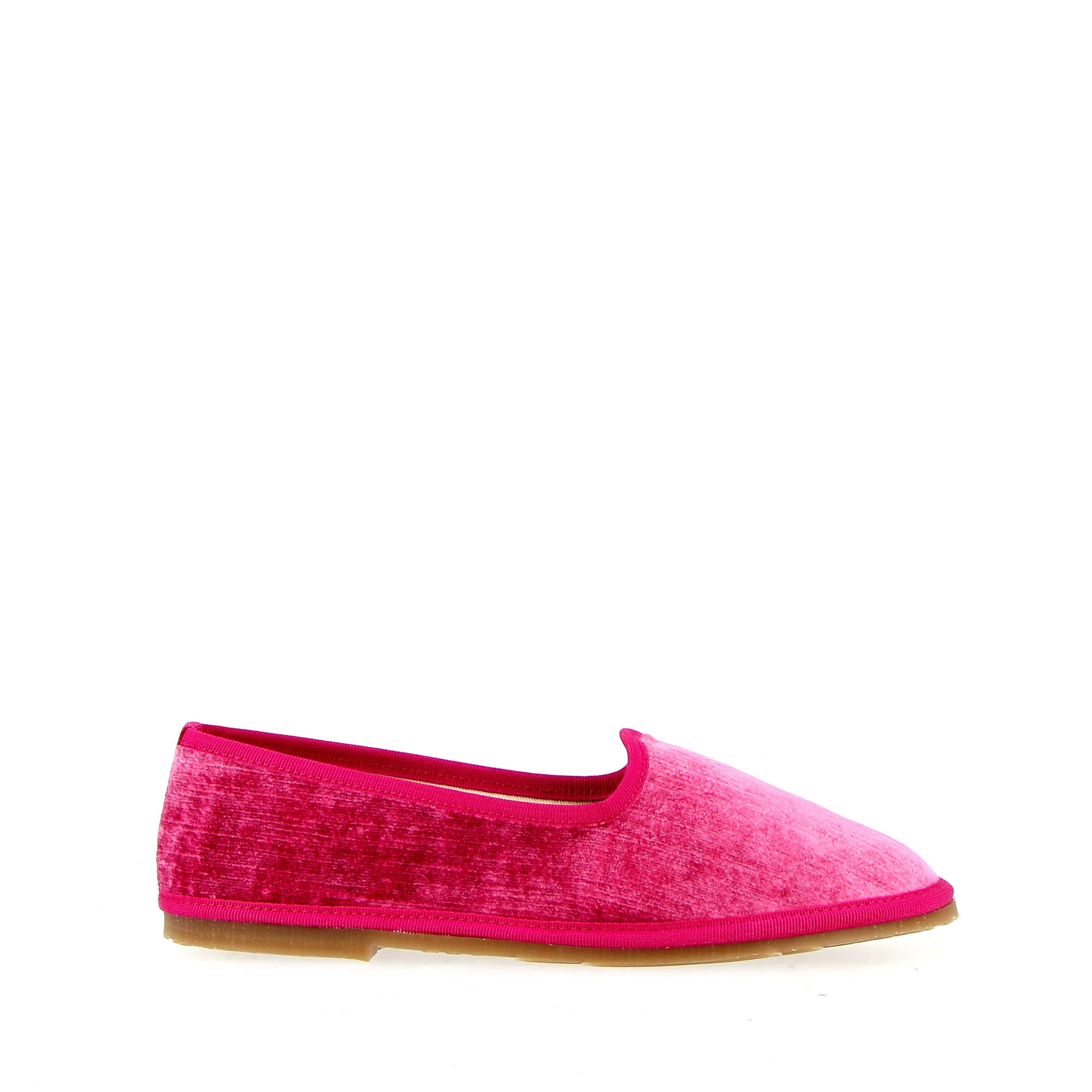 Ballerina modello friulana in velluto fuxia