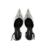 Slingback effetto lizard nero con strass