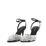 Slingback effetto lizard nero con strass