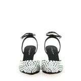 Slingback effetto lizard nero con strass