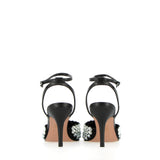 Slingback effetto lizard nero con strass