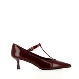 Maryjane in pelle bordeaux tacco medio