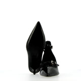 Black patent leather décolleté with straps