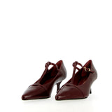 Maryjane in pelle bordeaux tacco medio