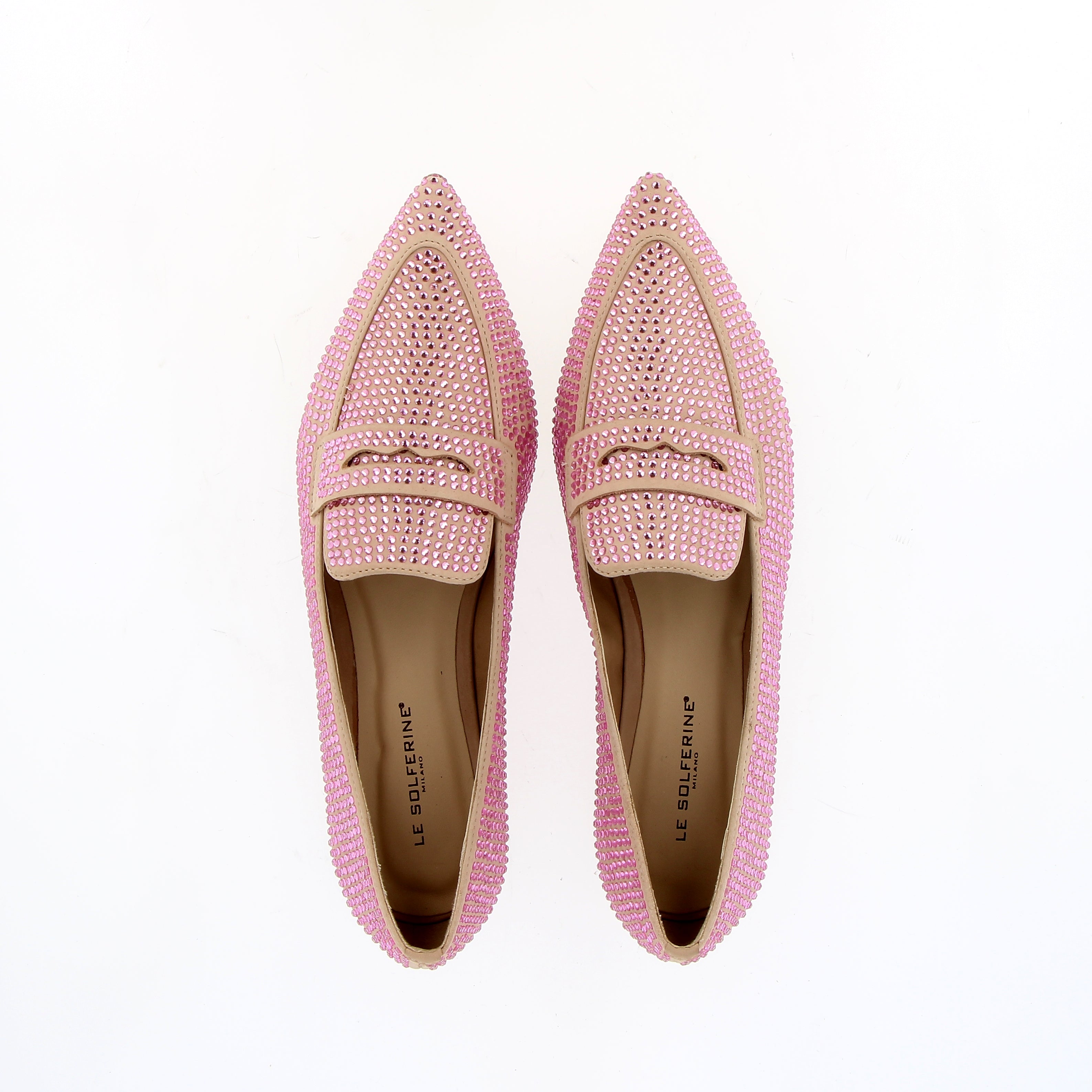 Low pink rhinestone moccasin