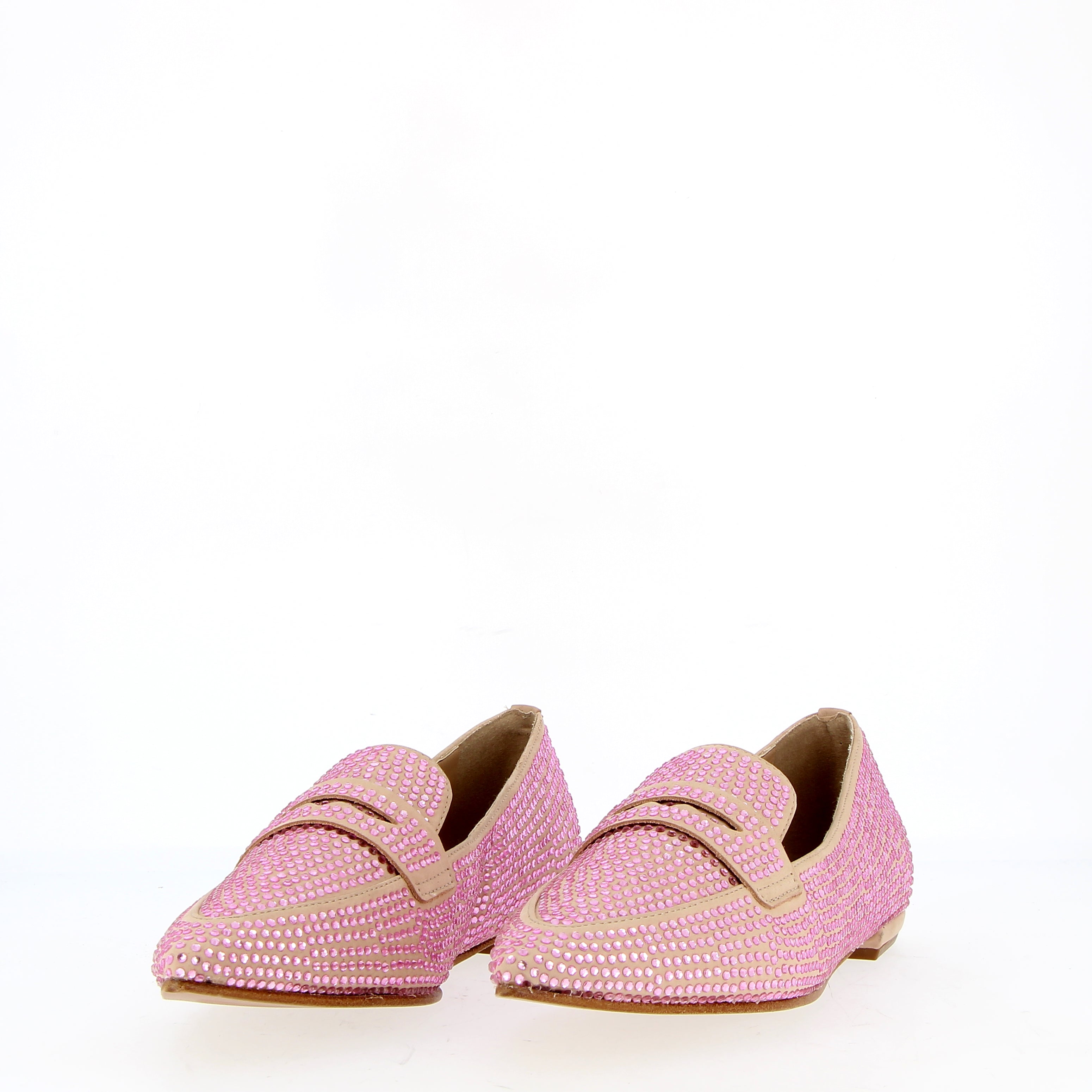 Mocassino basso rosa in strass