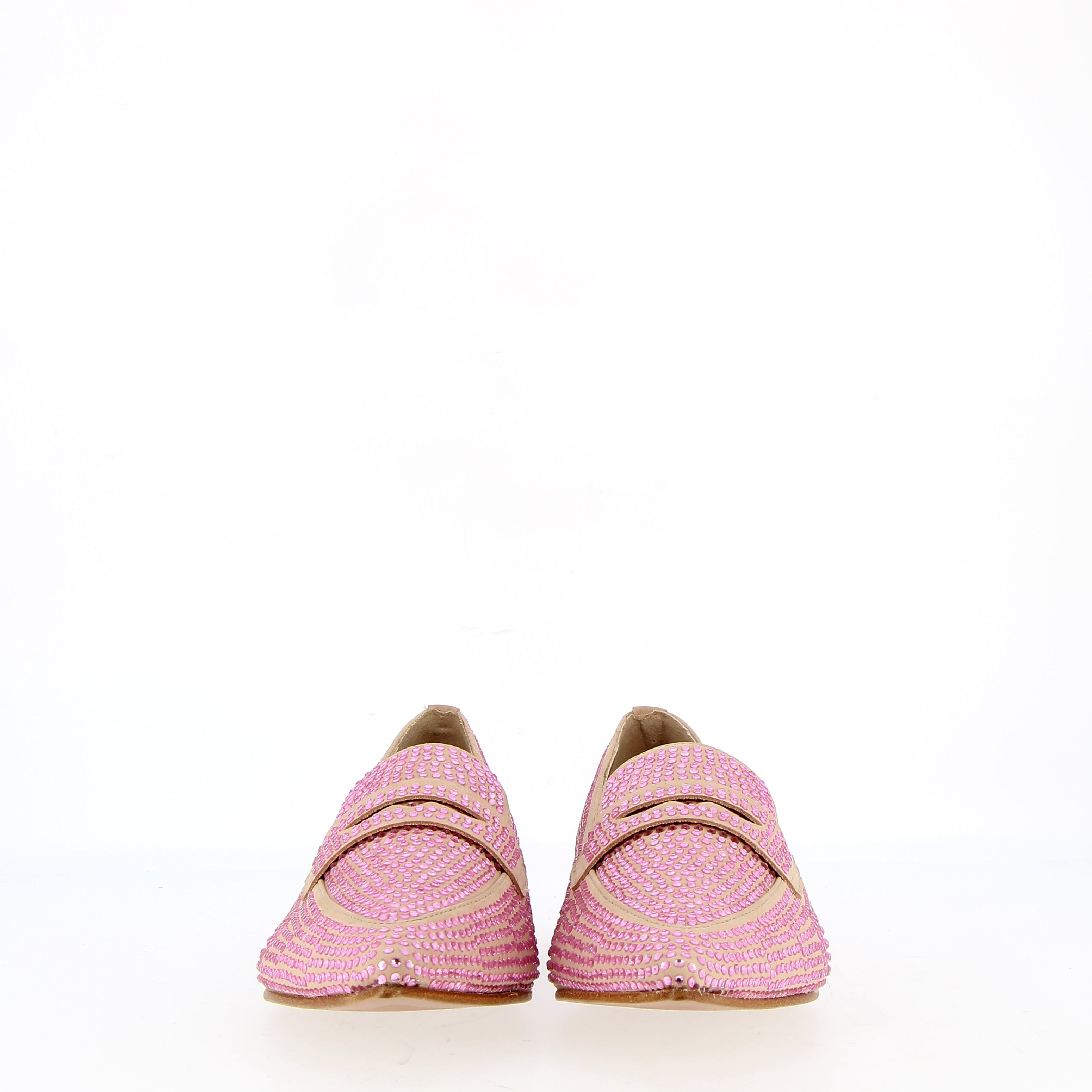 Low pink rhinestone moccasin