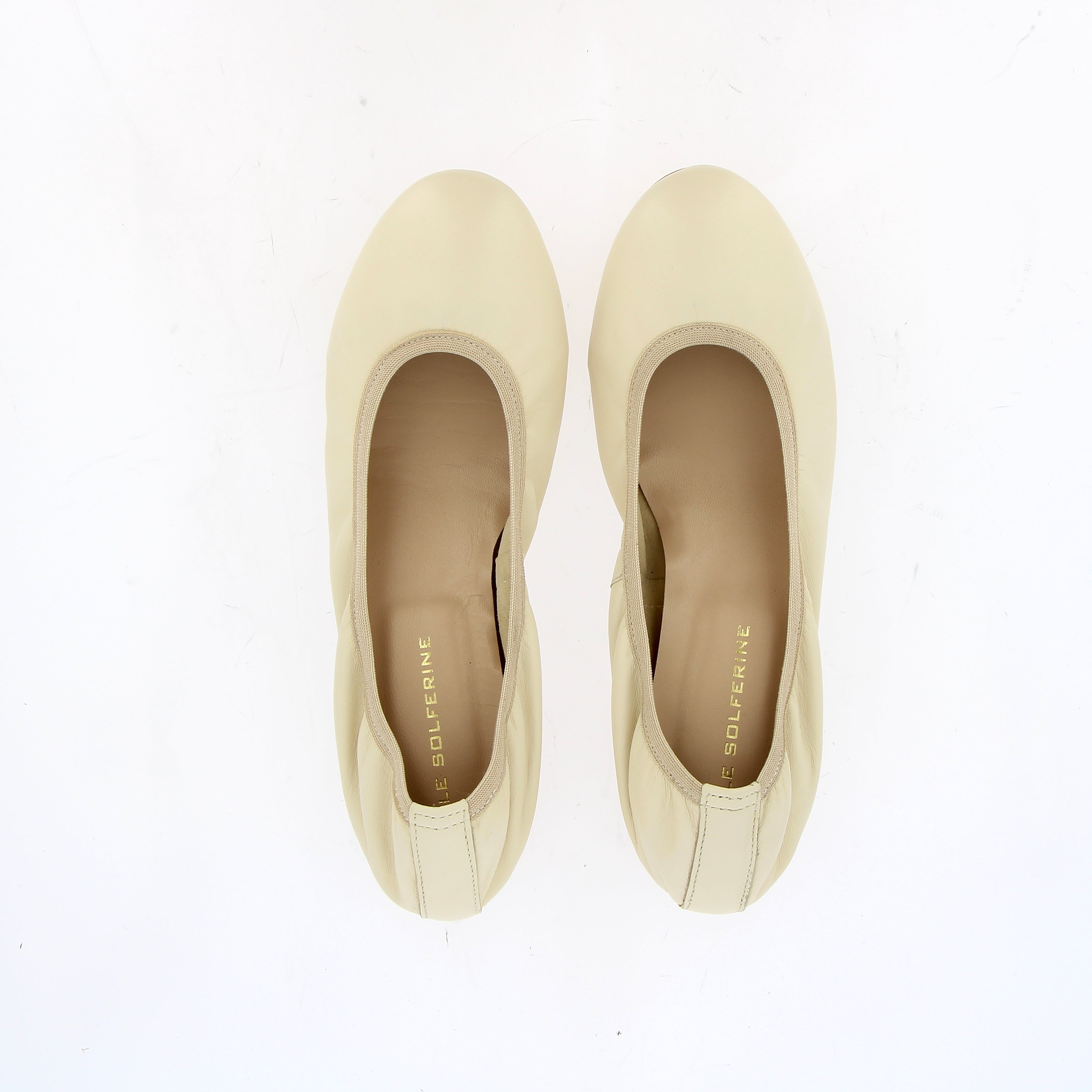Pucker pump ballerina in nappa latte sfoderata