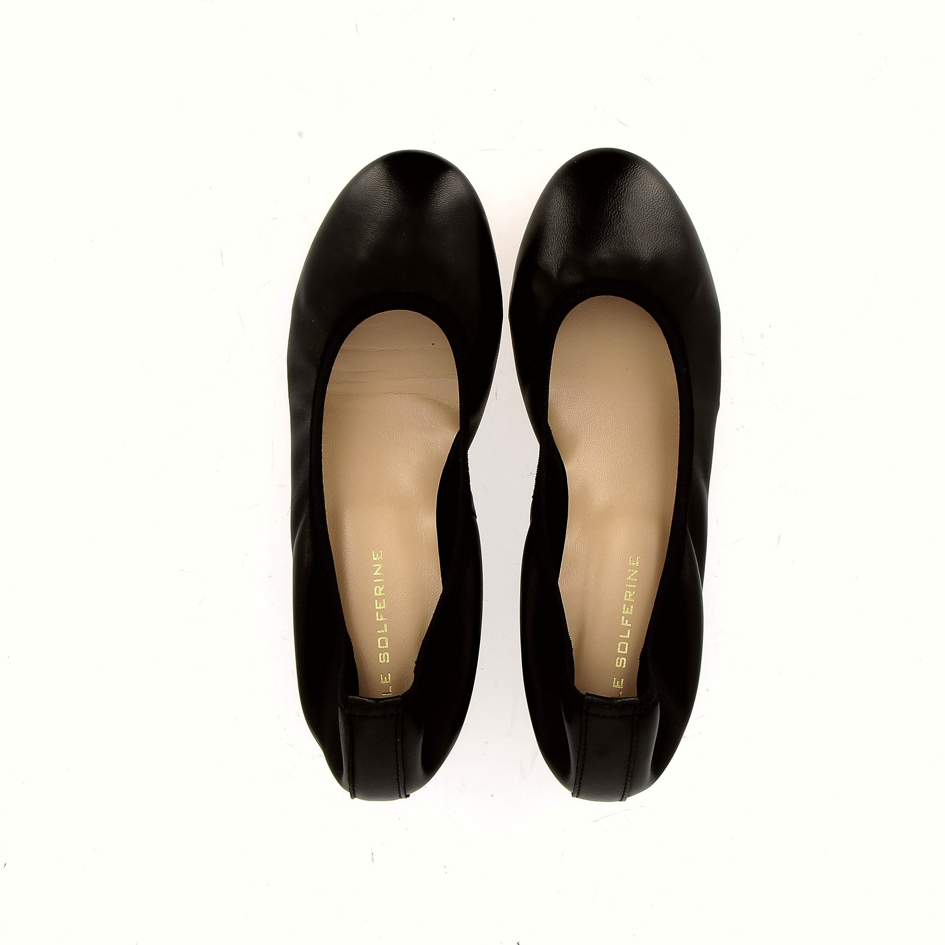 Pucker pump ballerina in nappa nera sfoderata