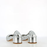 Pucker pump ballerina in nappa argento sfoderata
