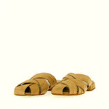 Sandalo slip on gladiator in morbido camoscio sabbia