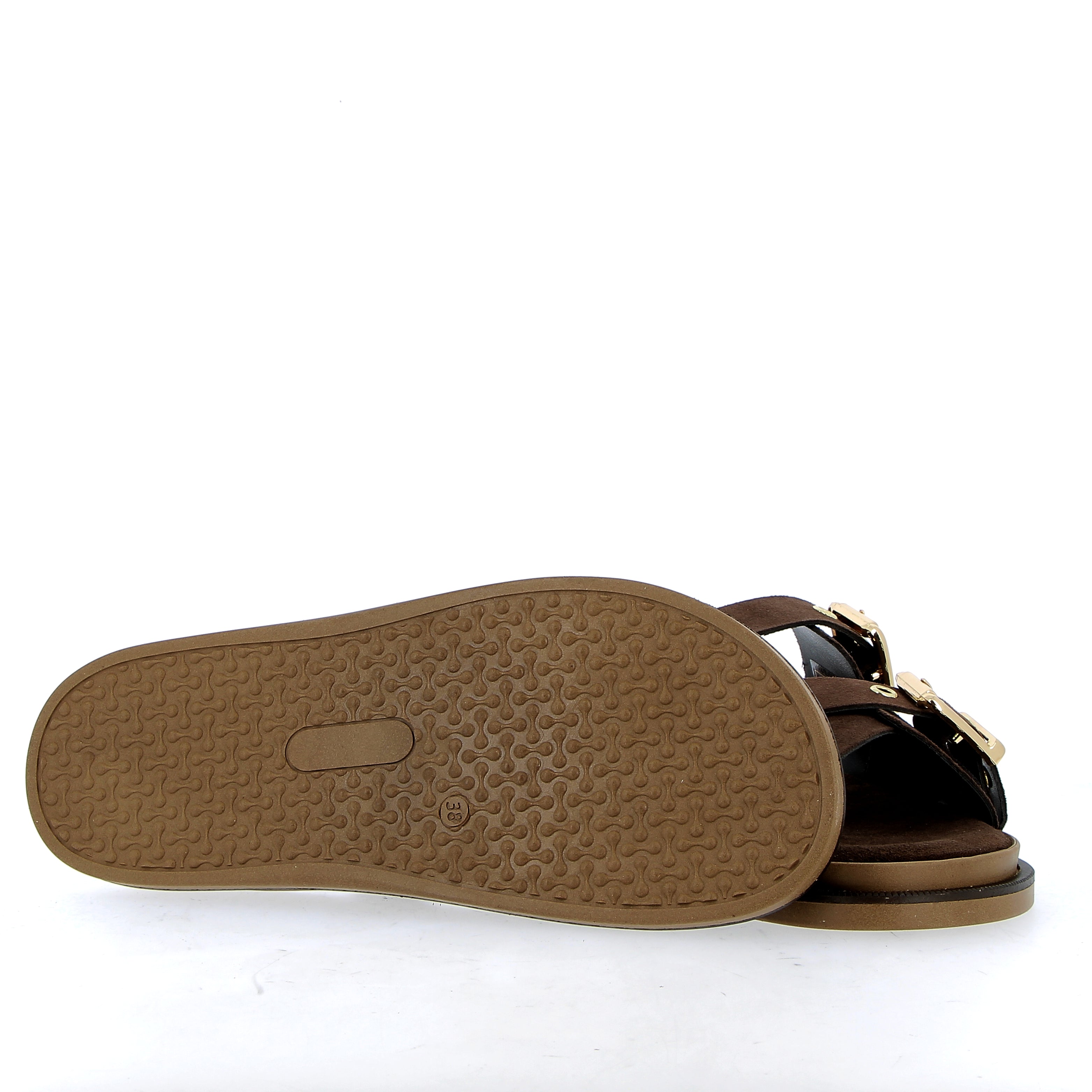 Sandalo in camoscio testa di moro con fibbie regolabili