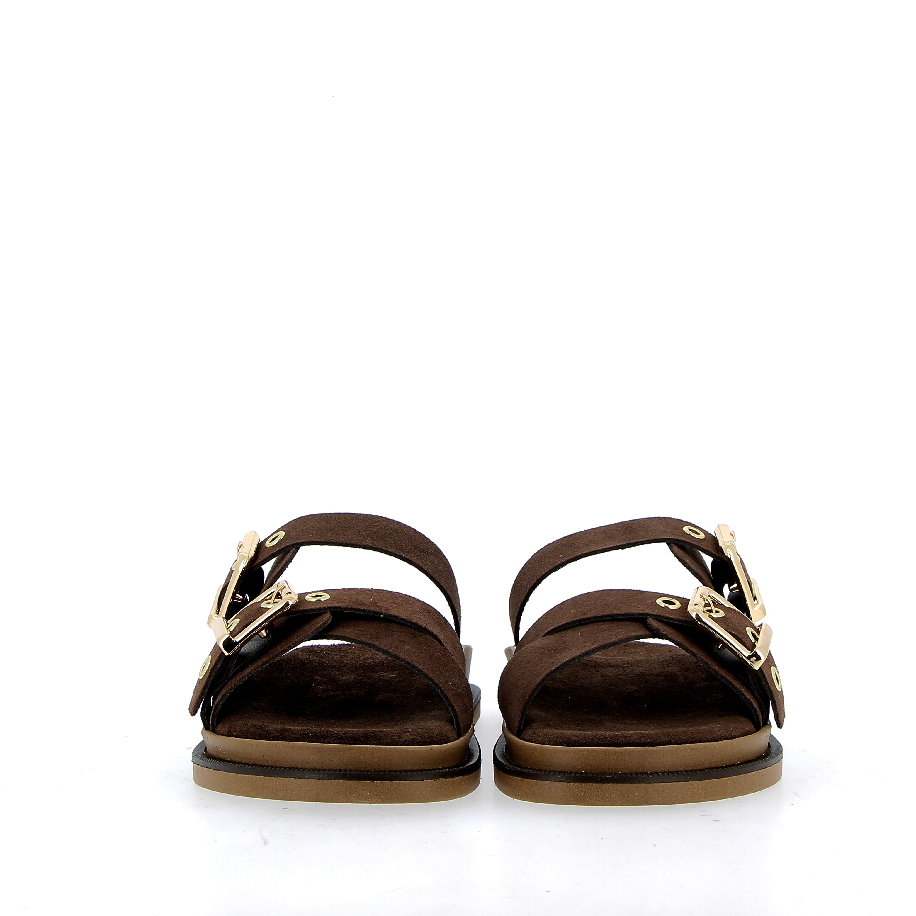 Sandalo in camoscio testa di moro con fibbie regolabili