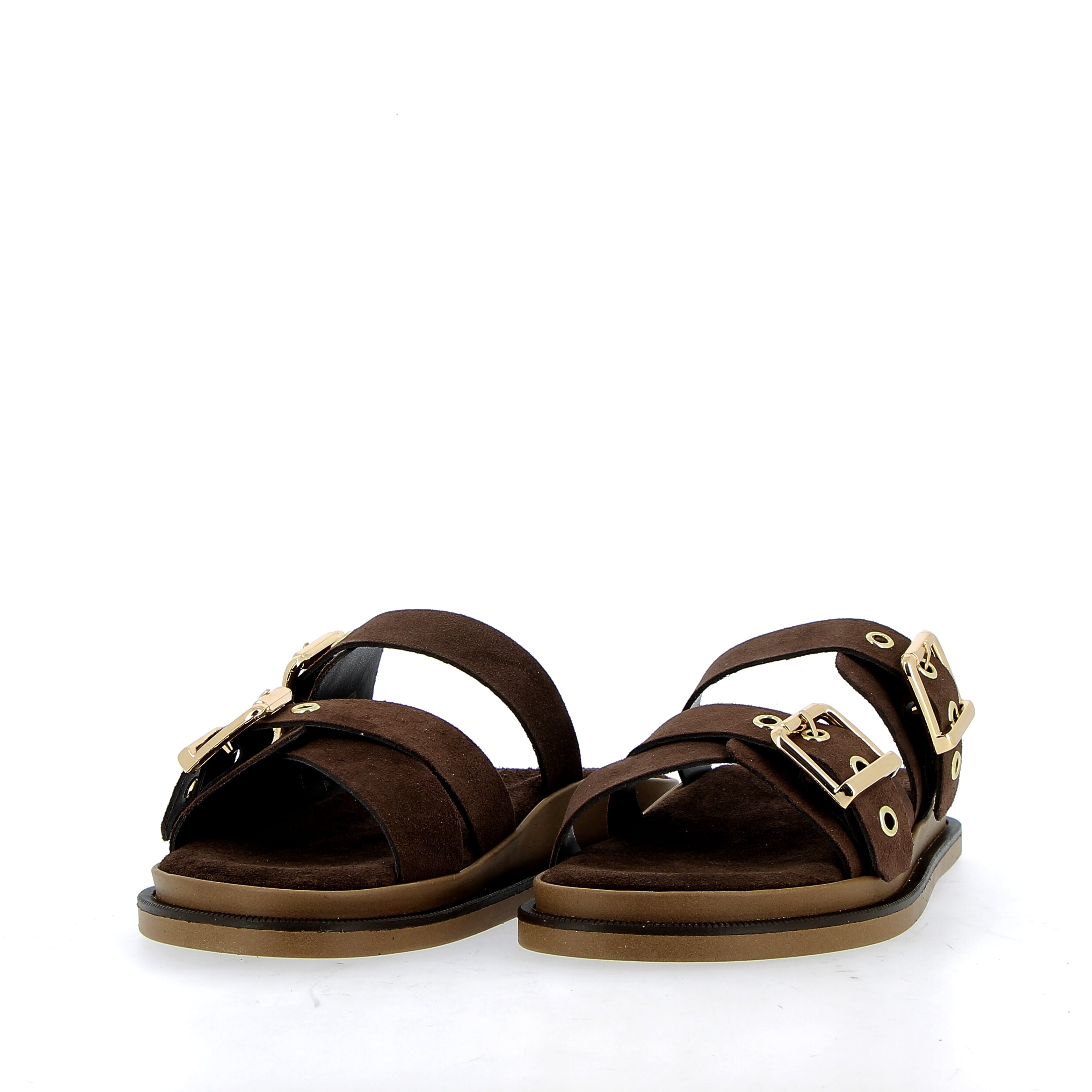 Sandalo in camoscio testa di moro con fibbie regolabili