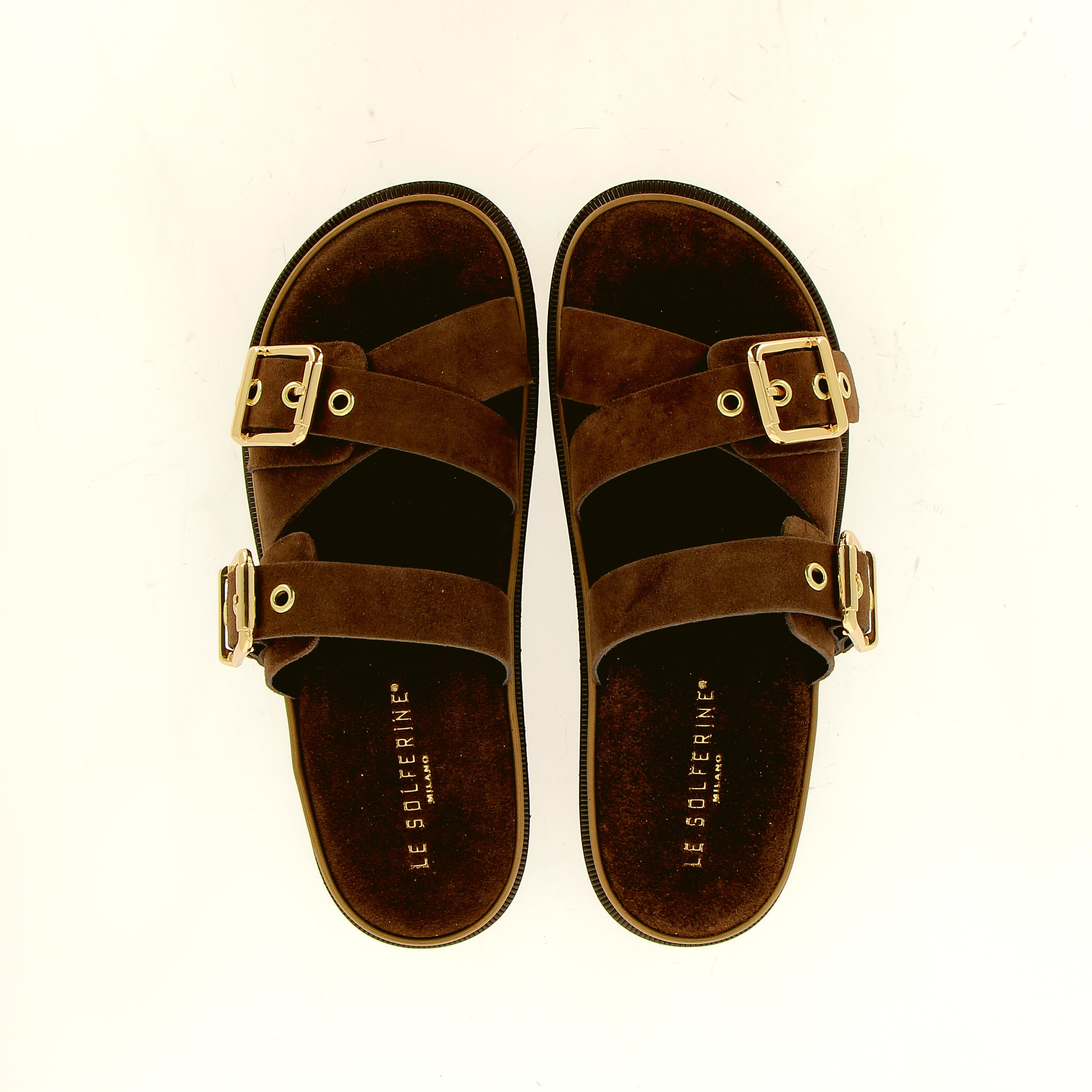 Sandalo in camoscio testa di moro con fibbie regolabili