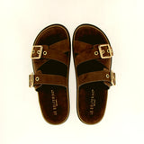 Sandalo in camoscio testa di moro con fibbie regolabili