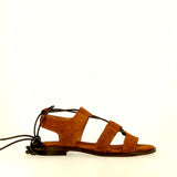 Sandalo in camoscio cuoio con lacci