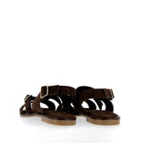 Sandalo basso in camoscio marrone con fibbie